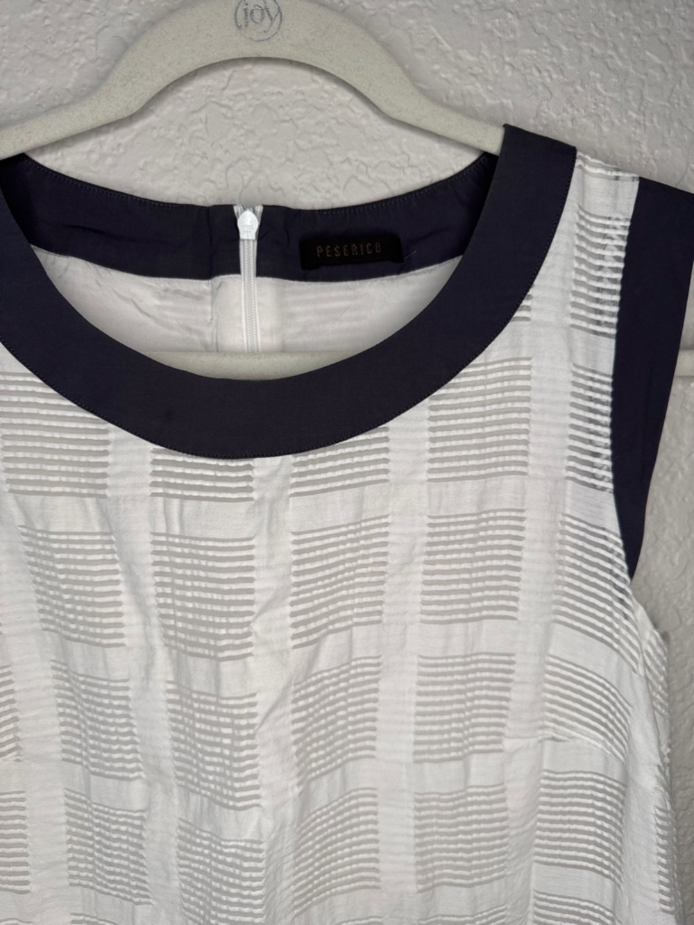 Peserico Italian Made Textured Cotton Shift Dress White Grey Size 40 Italy - Picture 3 of 7